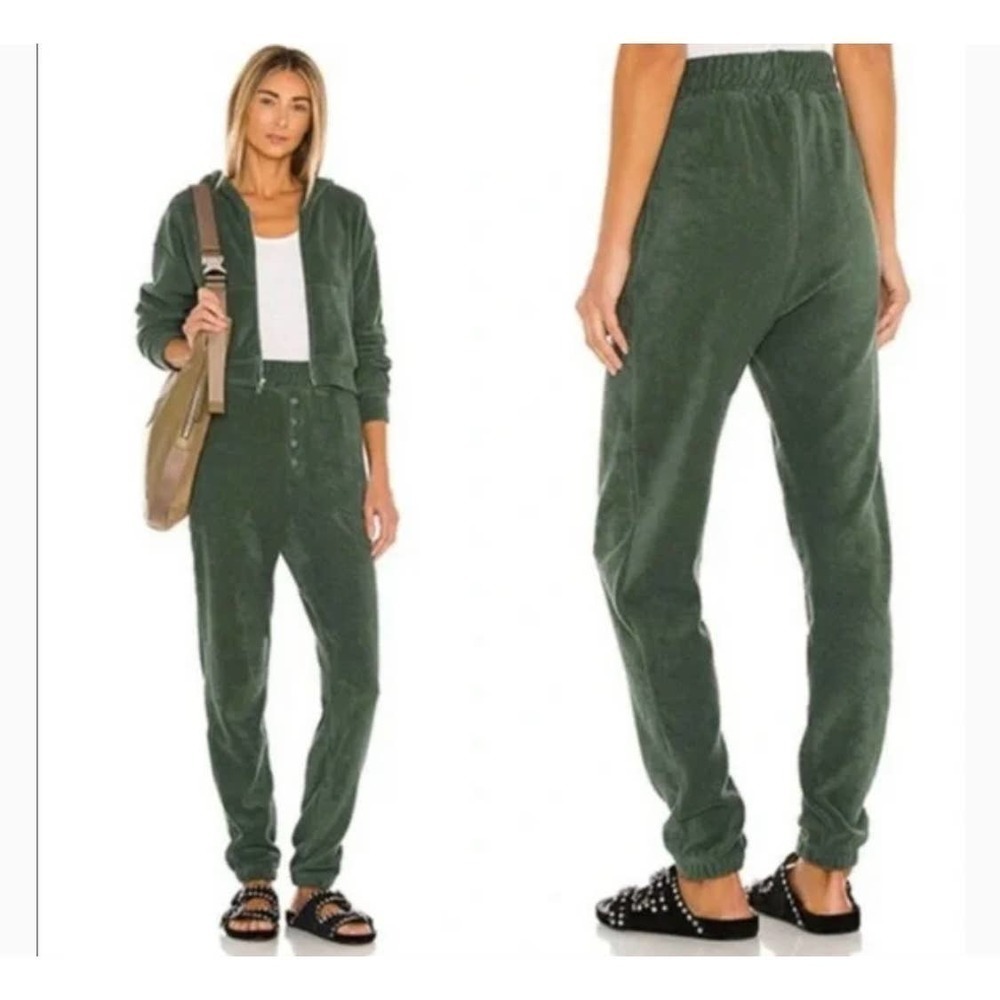 Tularosa High Rise Terry Joggers Pants Elastic Waist Green Women's Size XS NWT